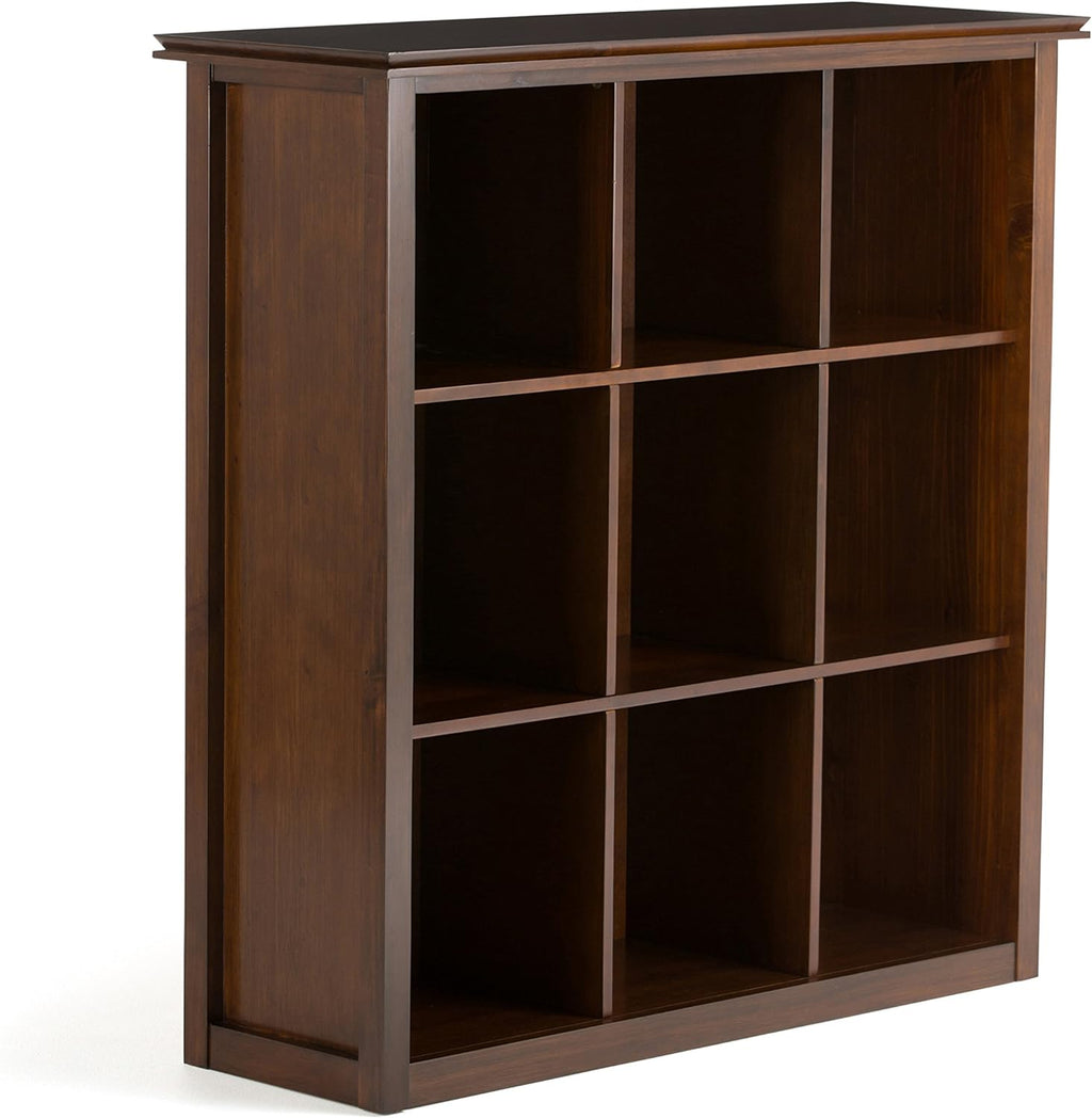 Distressed Grey 9 Cube Solid Wood Bookcase with 9 Shelves B3629