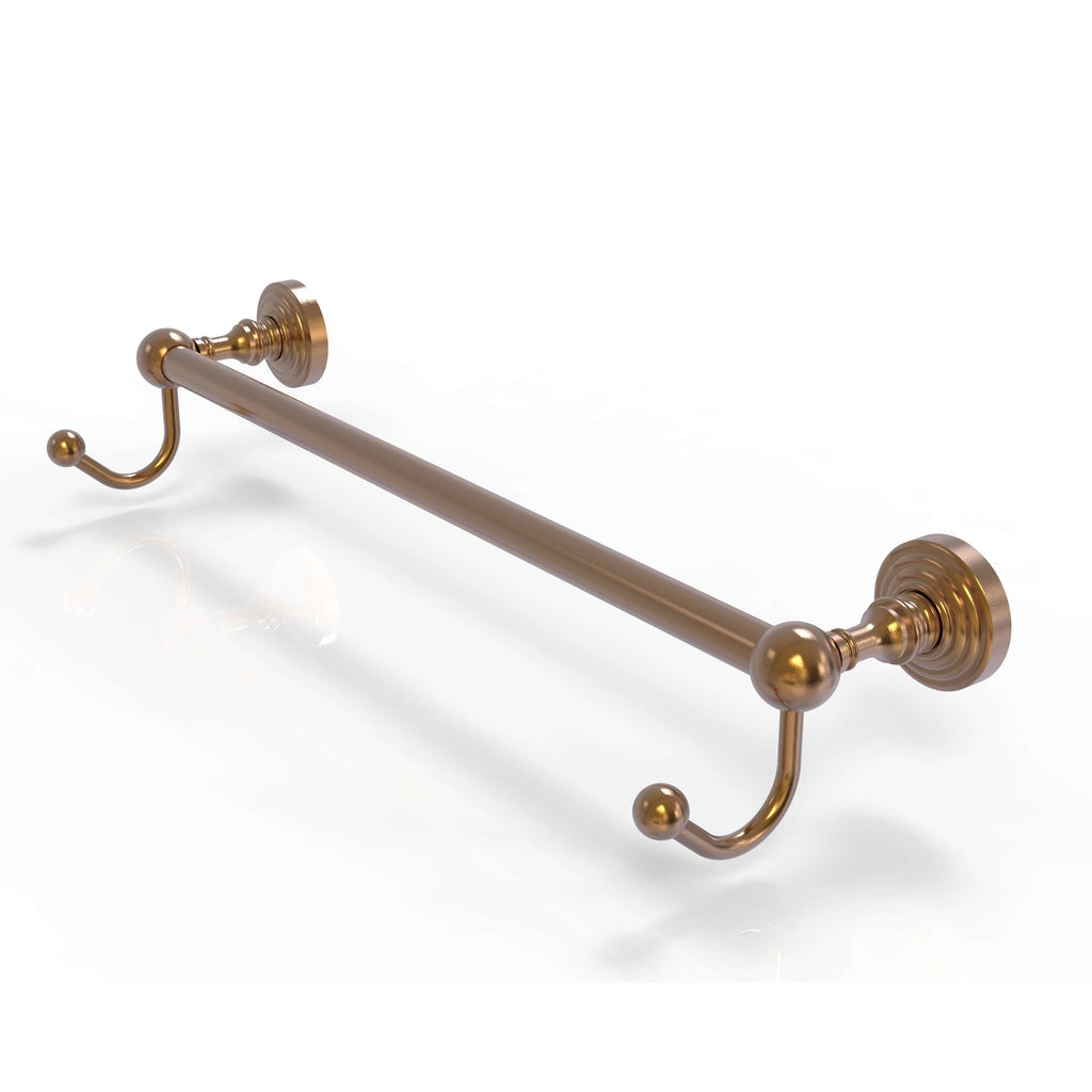 24 inch Brushed Bronze Towel Bar with Integrated Hooks Z90985