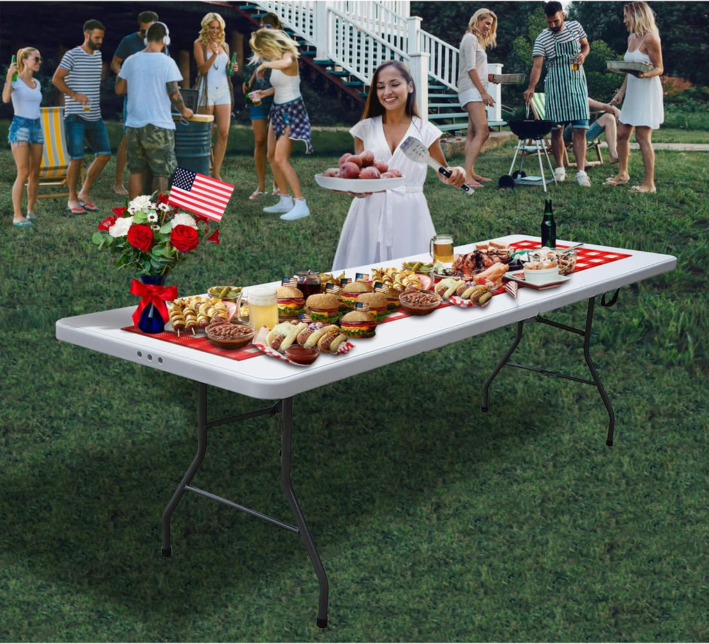 White 8 Foot Plastic Resin Folding Table I944