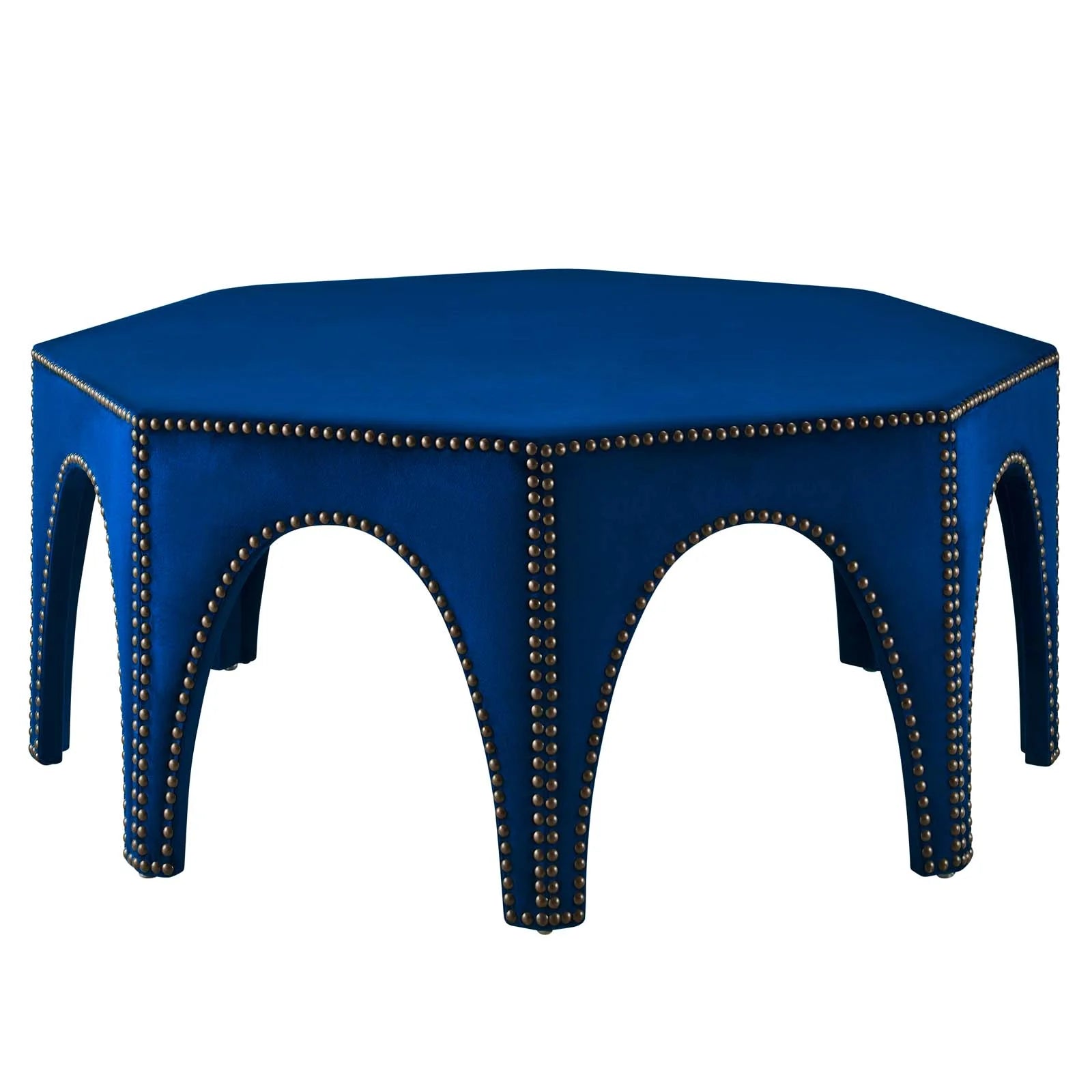 Blue Navy Velvet Ottoman Accent Chair X8589