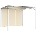 Garden Gazebo with Side Curtain Steel Frame Sun Shade Shelter Cream 118.1 x 118.1 x 88.6 Inches I460