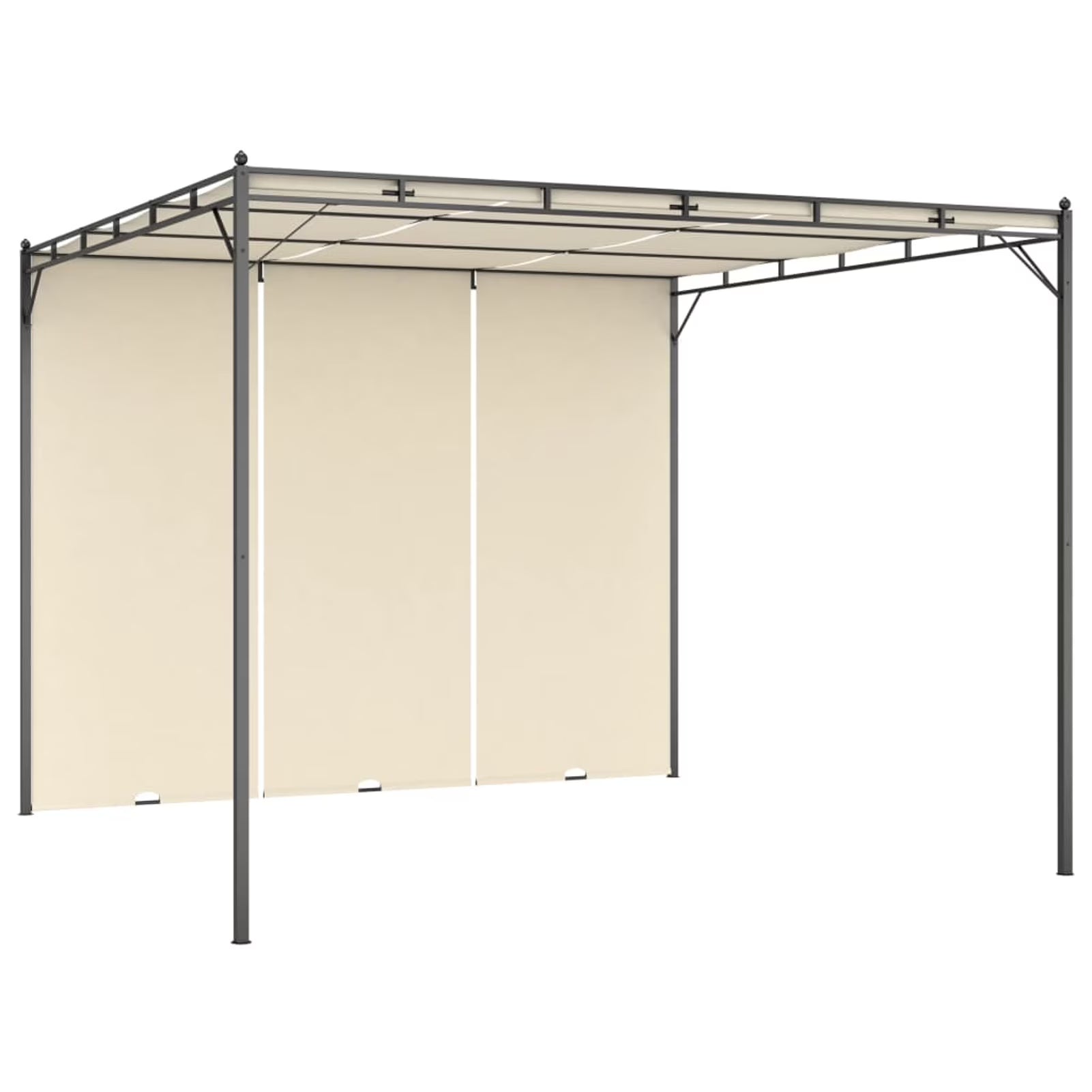 Garden Gazebo with Side Curtain Steel Frame Sun Shade Shelter Cream 118.1 x 118.1 x 88.6 Inches I460