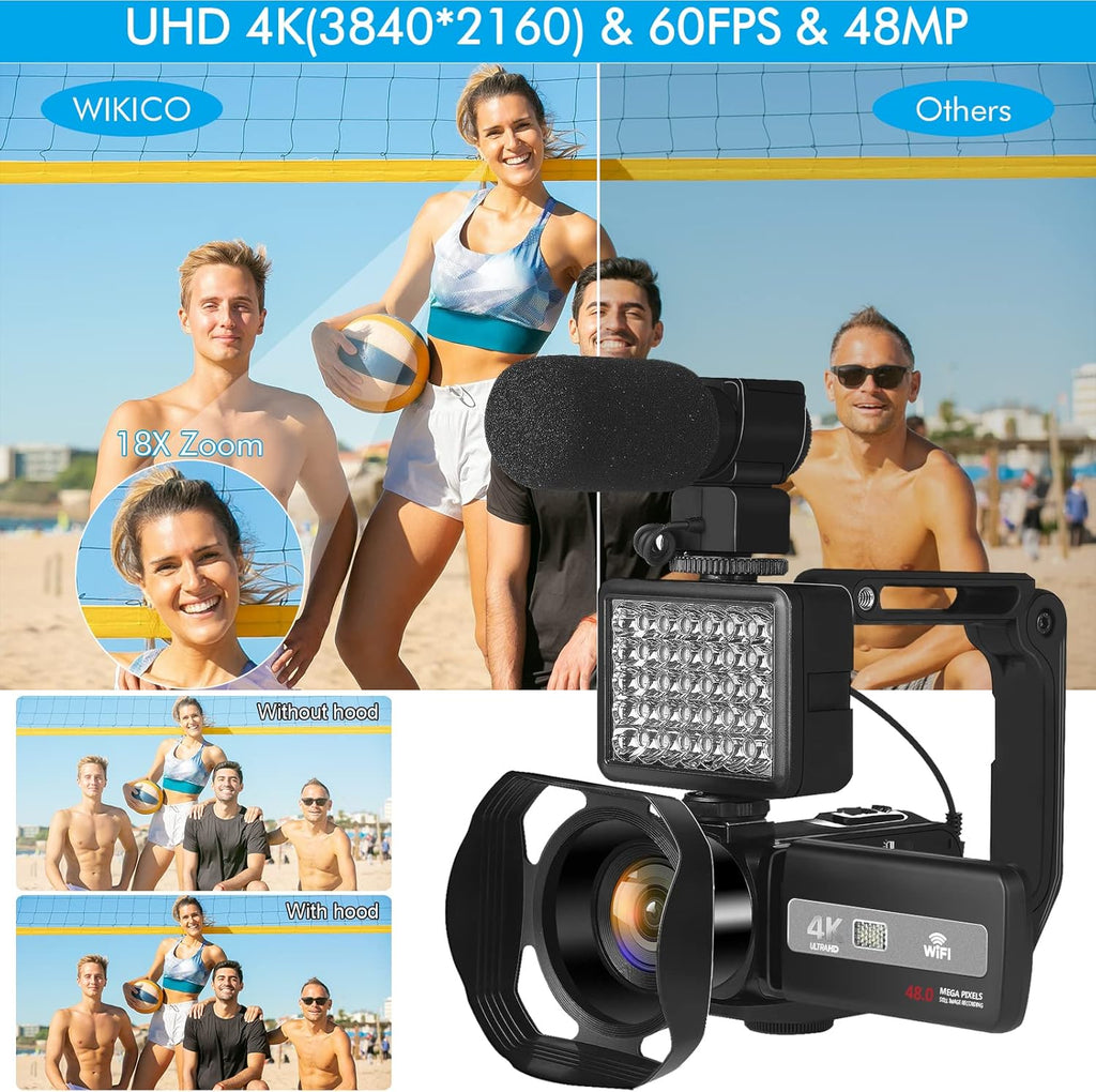 4K 60FPS Autofocus Digital Camera with WiFi, 32GB SD Card, 2 Batteries J349025