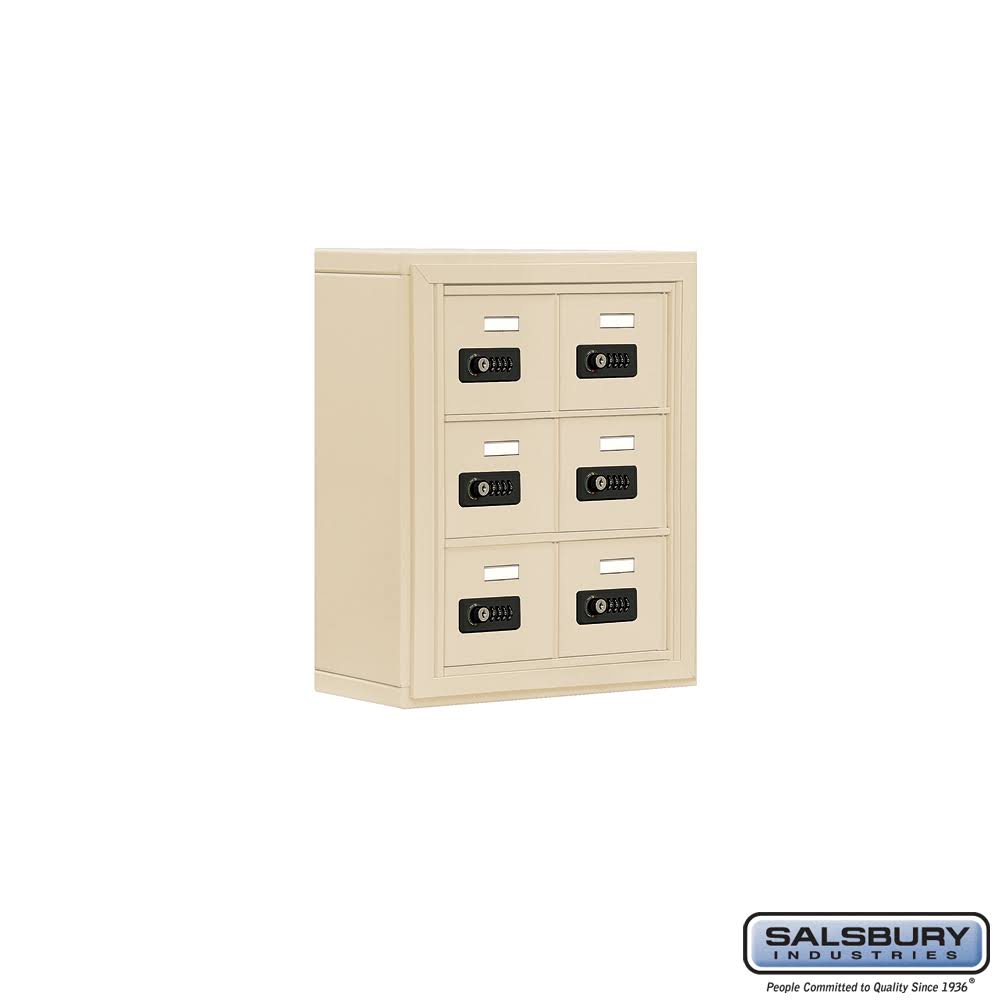 Cell Phone Storage Locker 3 Door High Unit, 5 inch Deep Compartments, Sandstone O304205