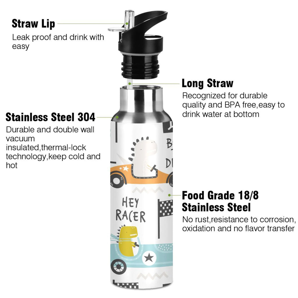 Stainless Steel Insulated Thermos Vacuum Flask Water Bottle with Straw Lid E678322