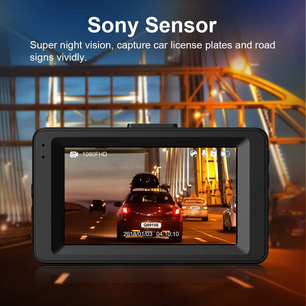 Dash Cam Front and Rear 1080P Full HD Dual Dash Cam 3 IPS Screen Night Vision 170° Wide Angle Motion Detection G-Sensor with SD Card W215174