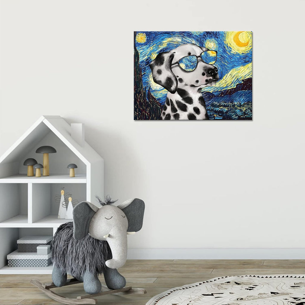 Funny Dog Painting Canvas Prints Wall Art N9438