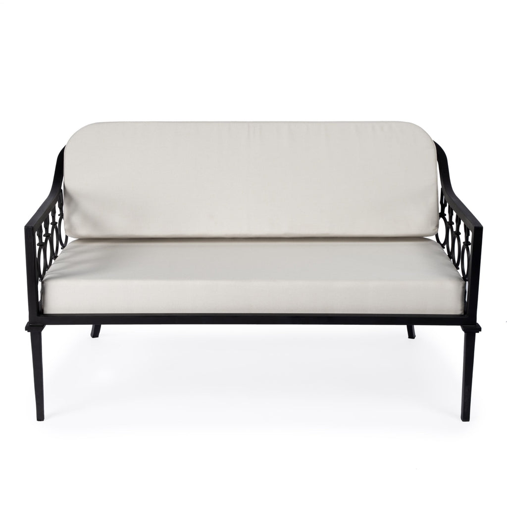Black Iron Upholstered Outdoor Loveseat K9930