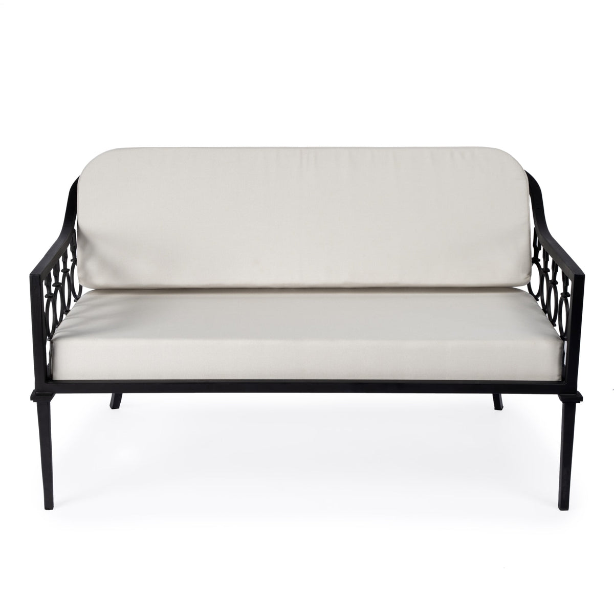Black Iron Upholstered Outdoor Loveseat K9930