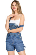 Whisker Denim Twill Romper Short Overalls O154