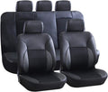 11-Pieces Faux Leather Car Seat Covers Full Set, Black G6004