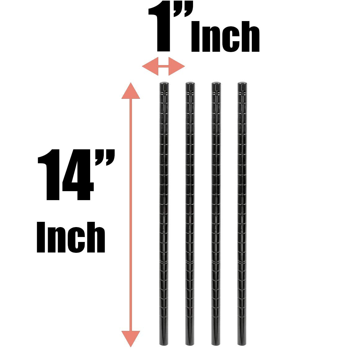 Black Epoxy Wire Shelving Posts, Pack of 2, 14''H C864