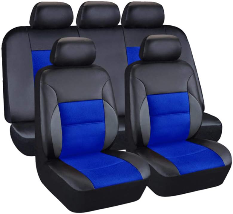 11-Pieces Faux Leather Car Seat Covers Full Set, Black G6004