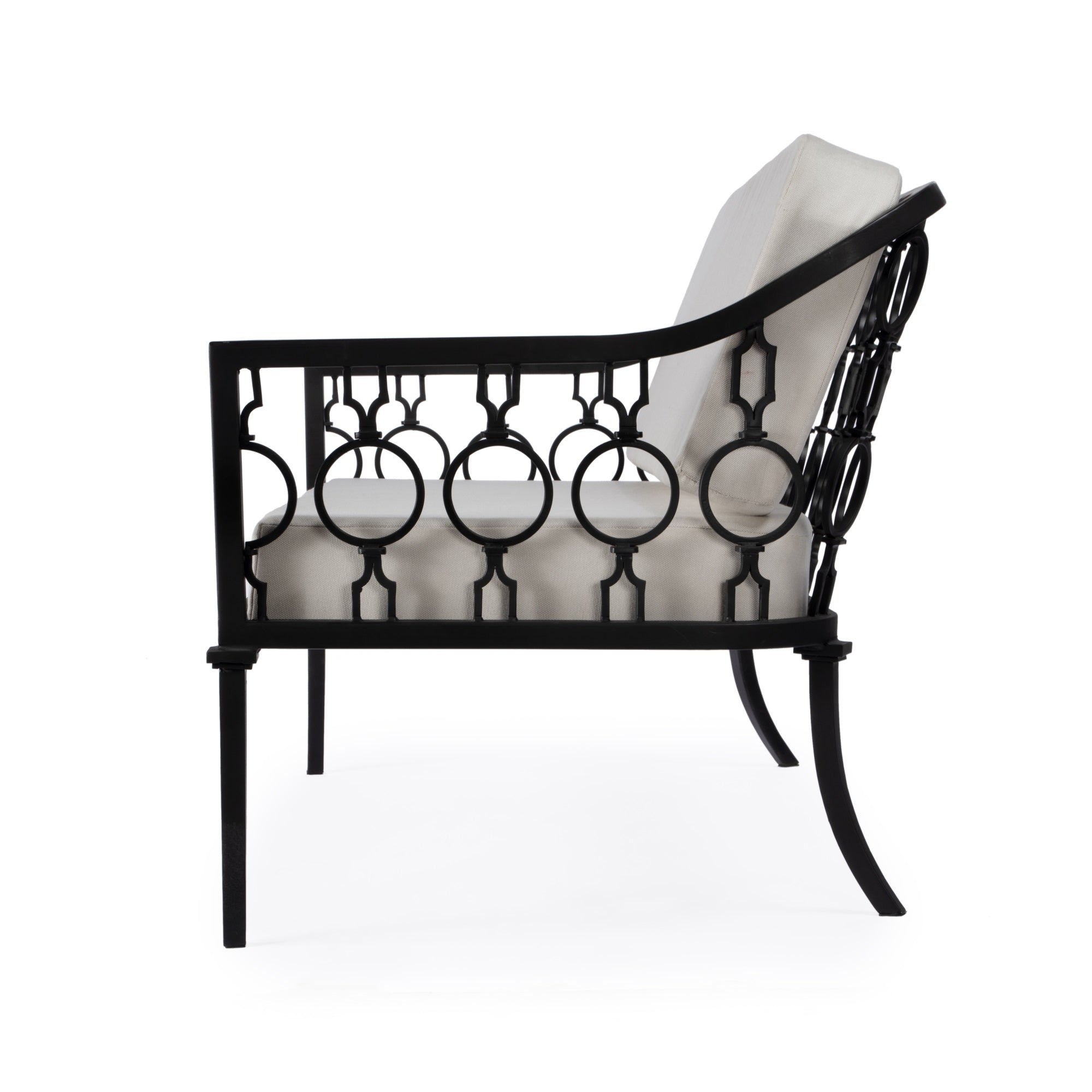 Black Iron Upholstered Outdoor Loveseat K9930