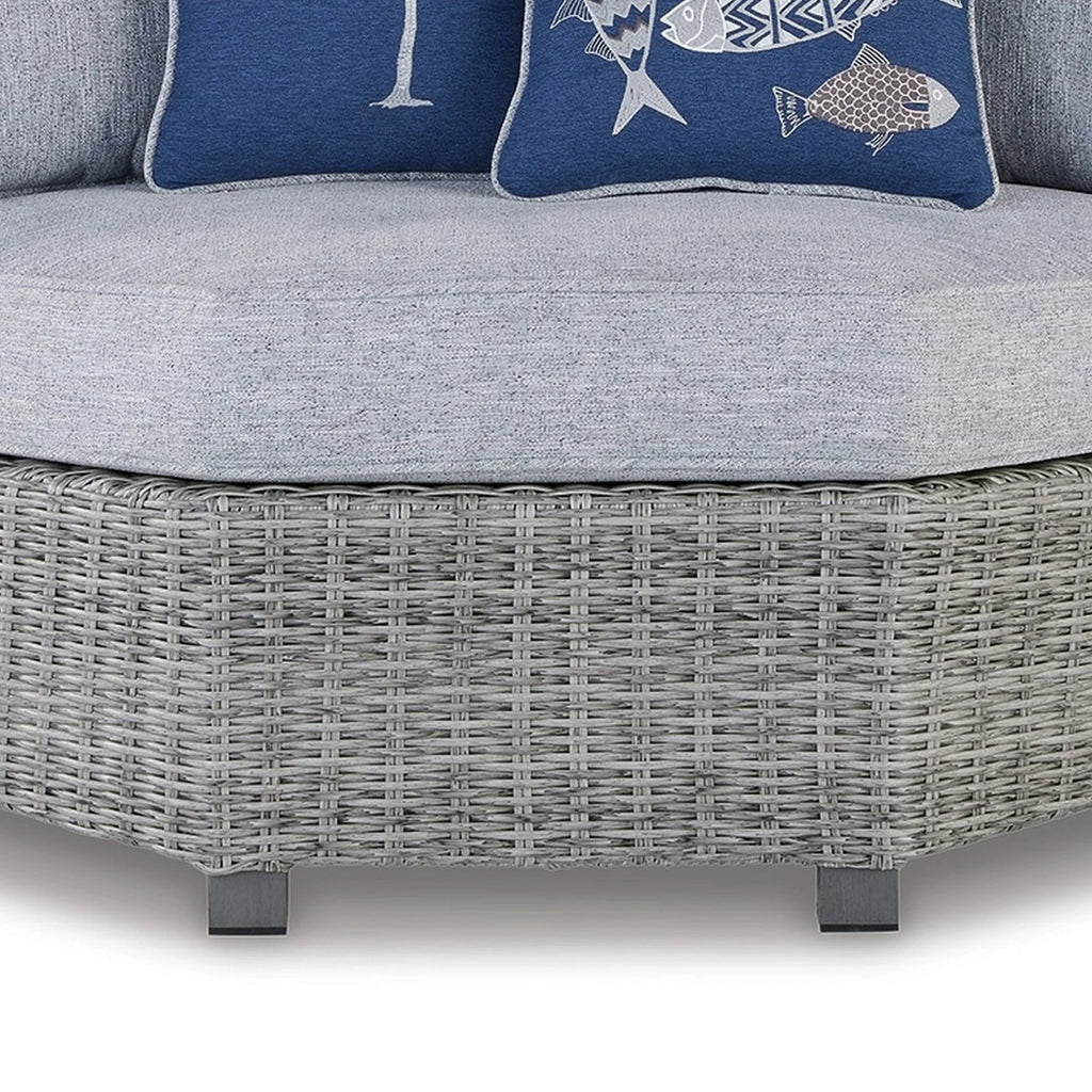 Gray Resin Wicker Outdoor Corner Seat with Polyester Cushions K32814