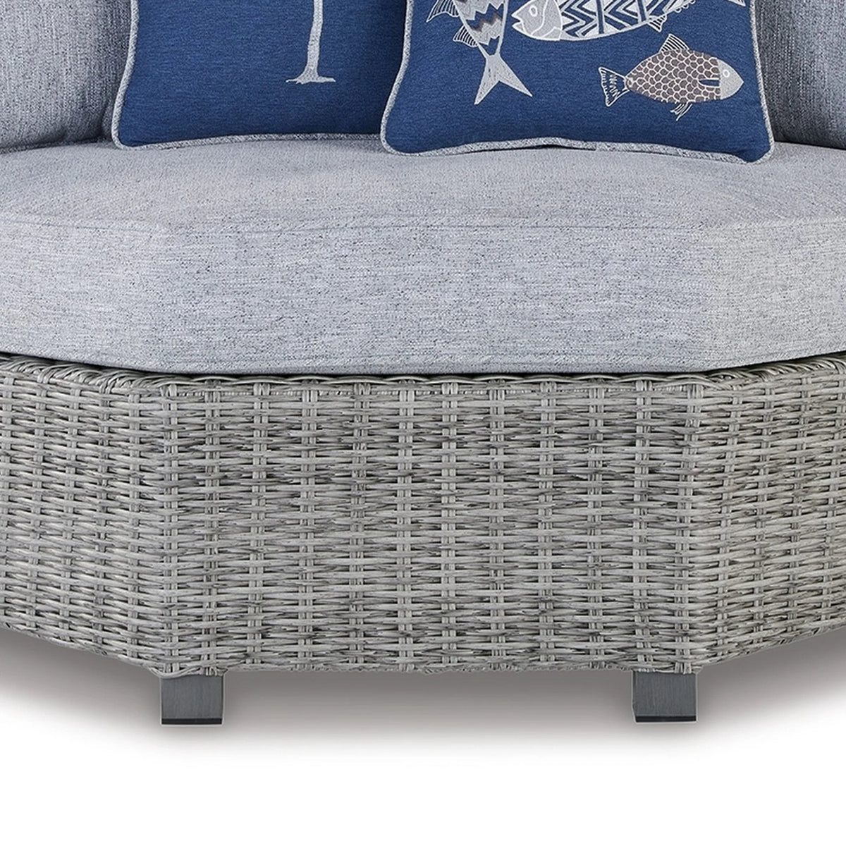 Gray Resin Wicker Outdoor Corner Seat with Polyester Cushions K32814