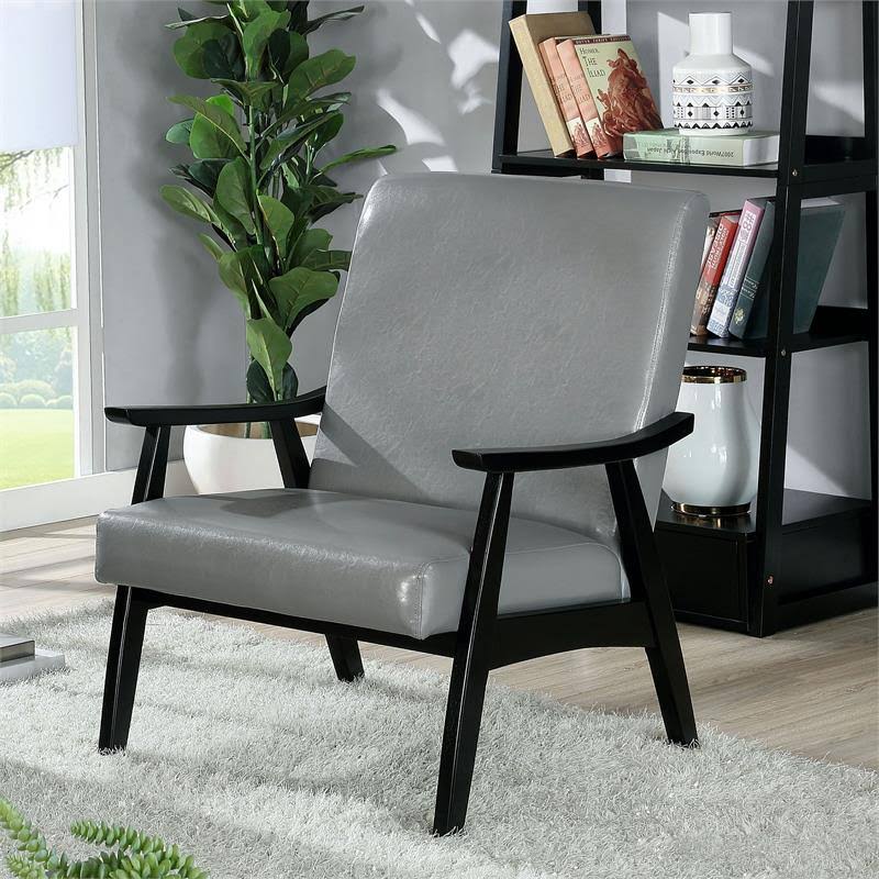 Light Gray Wood Padded Accent Chair (Set of 2) O44969