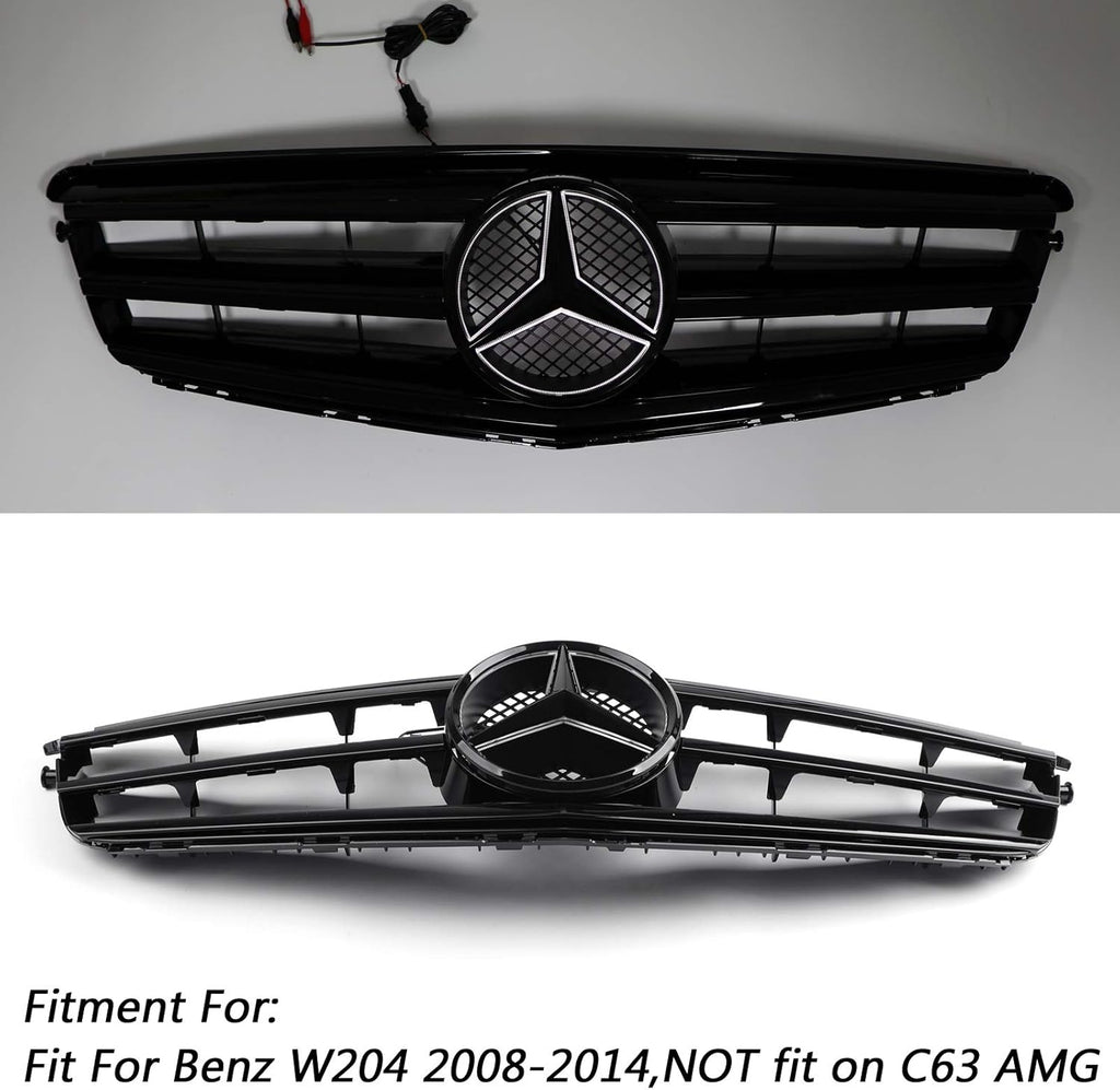 Car Front Grille with LED Emblem Black Y9620