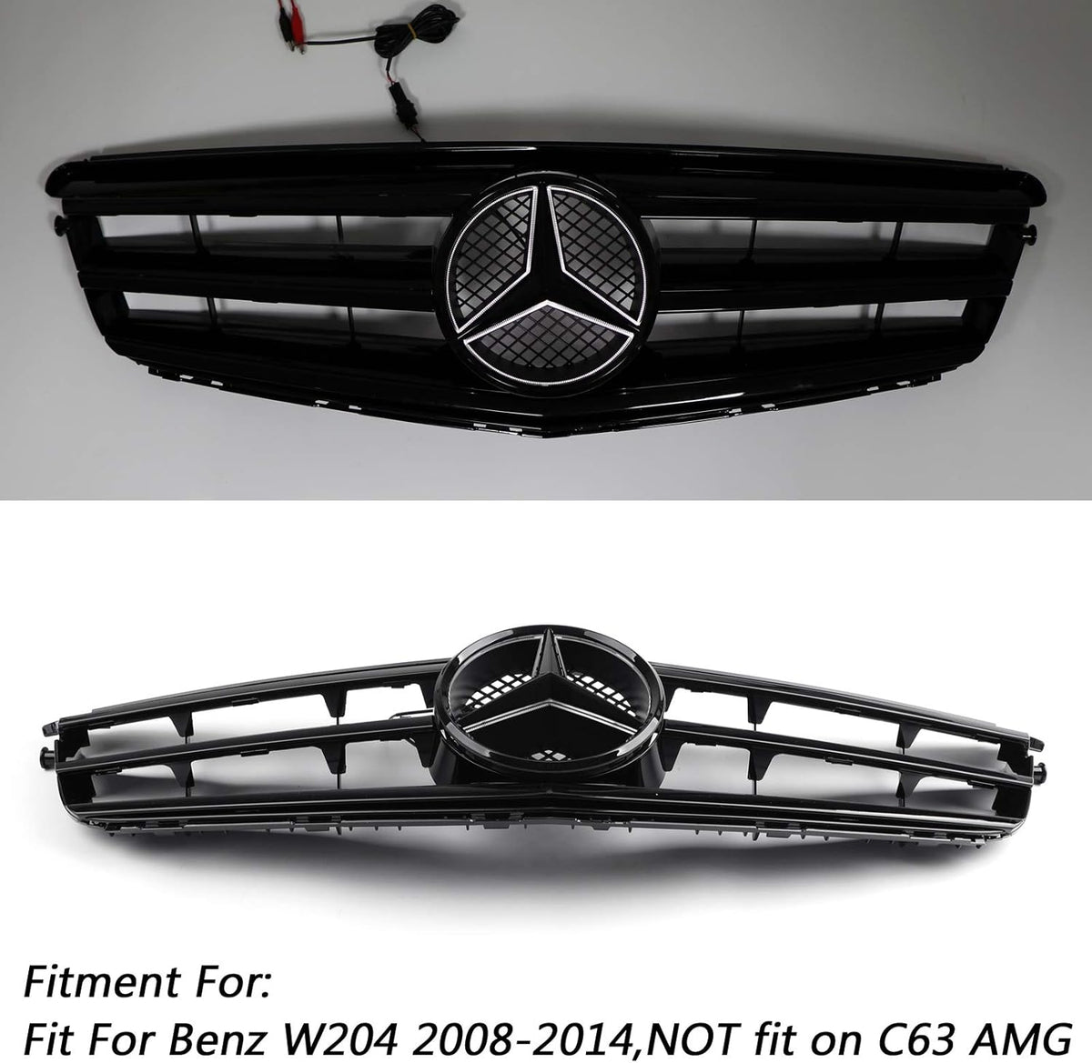 Car Front Grille with LED Emblem Black Y9620
