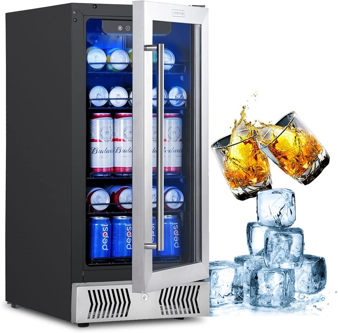 15 inch Mini Fridge with Glass Door, 115 Cans T872018