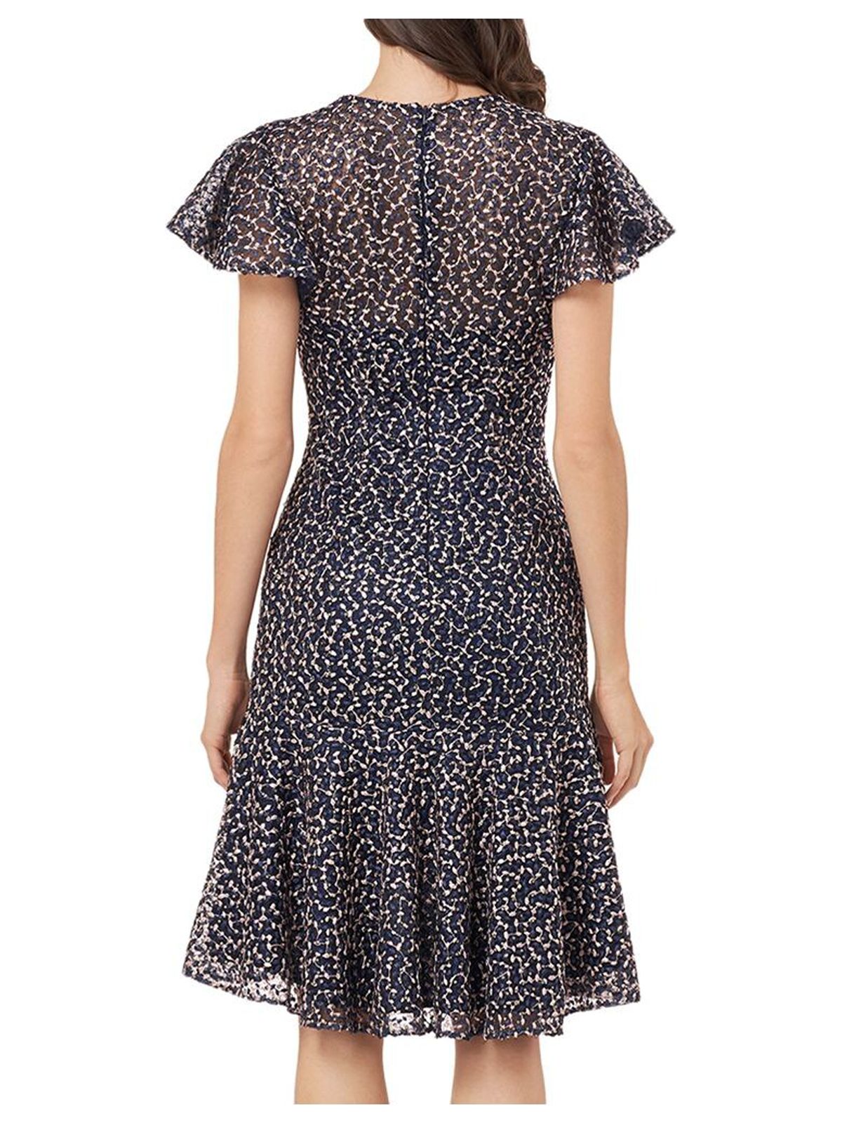 Navy Short Sleeve V Neck Short Dress P4679
