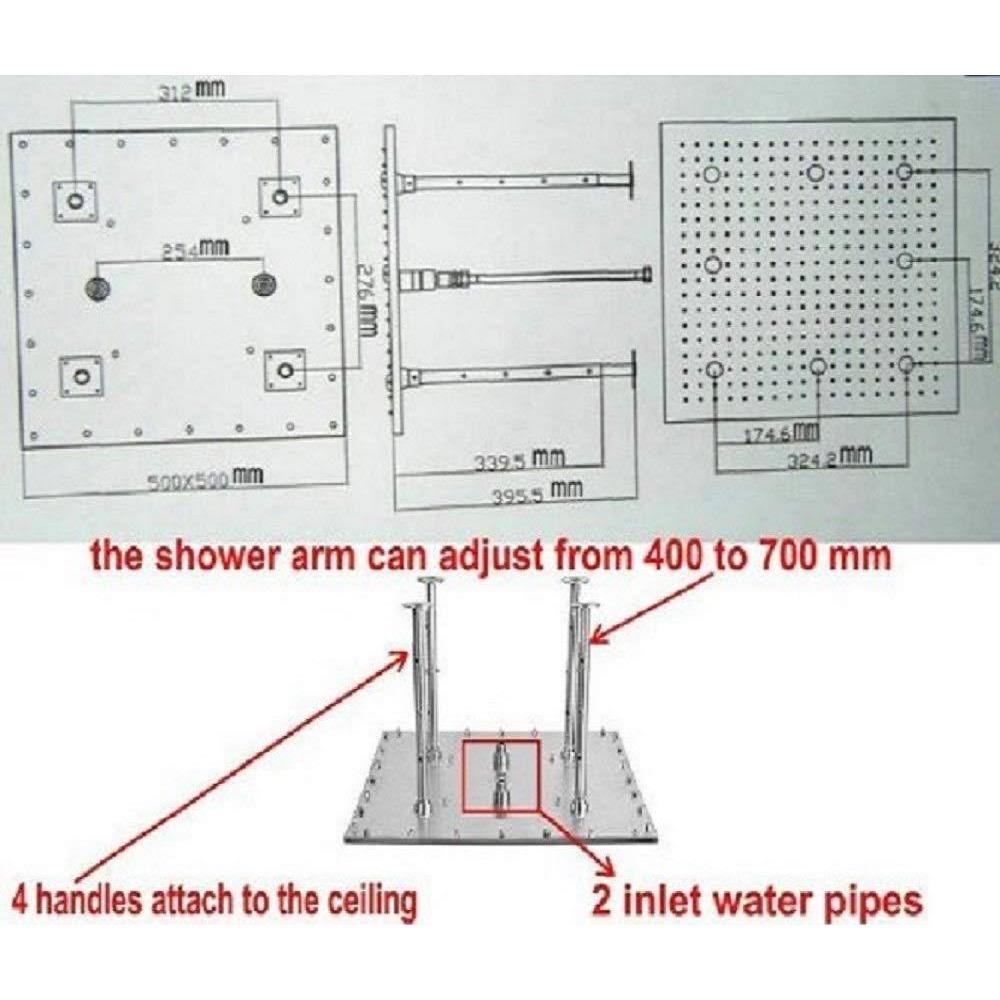 Rainfall LED Shower Set Double-Function Valve, Brass Handheld Shower Oil Rubbed Bronze F5070