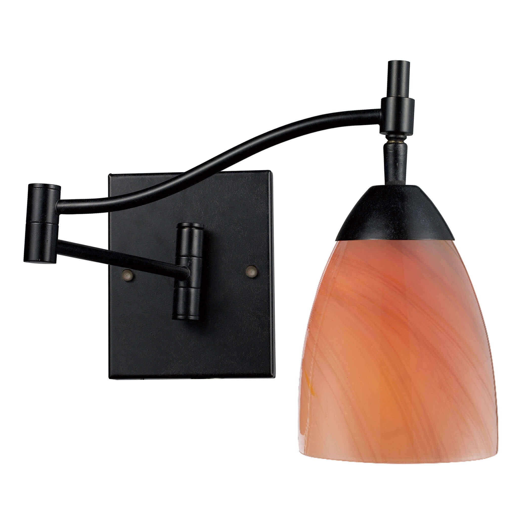 1-Light Swingarm Sconce in Dark Rust & Sandy Glass Z621909