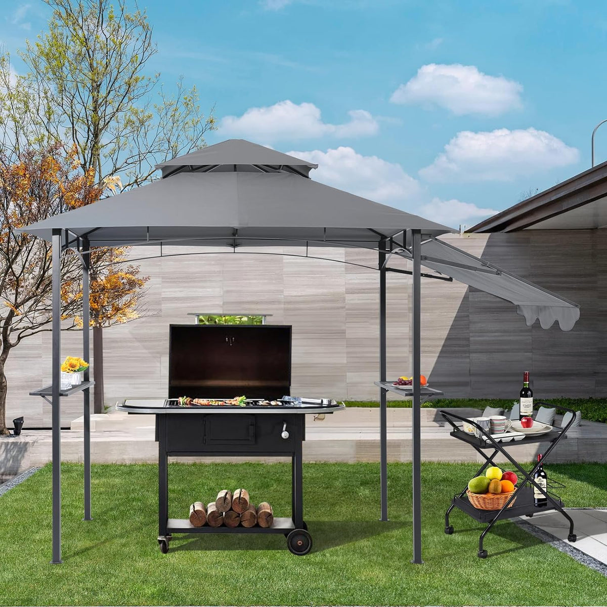 8’ x 5’ Grill Gazebo with Adjustable Side Awning M23012