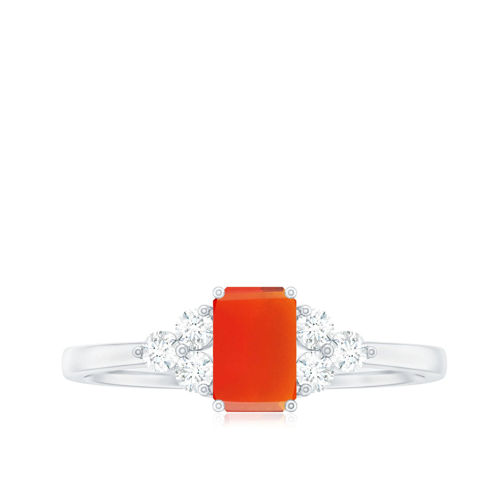 18K White Gold Emerald Cut Diamond Solitaire Ring E298