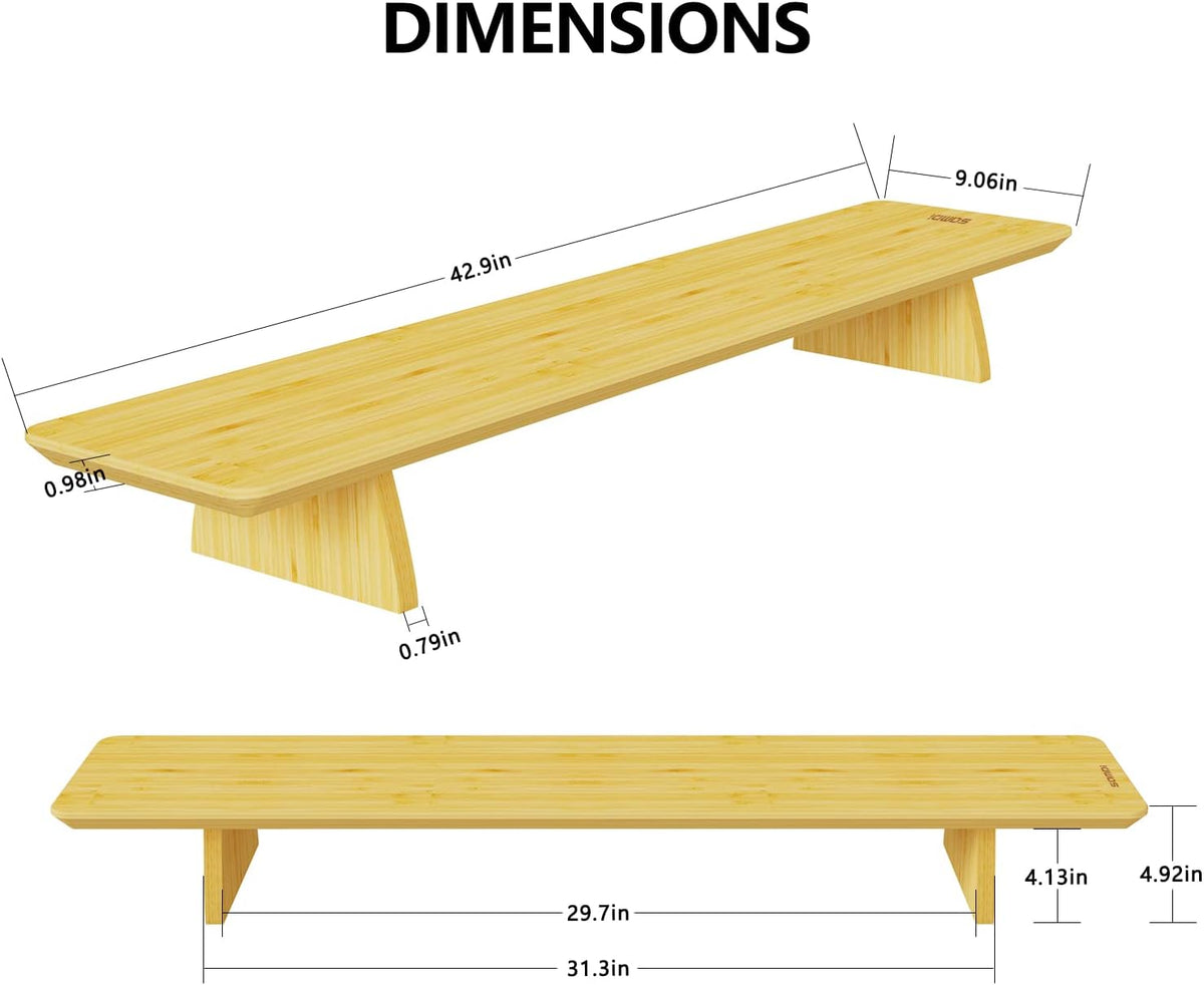 Large Bamboo Wood Monitor Stand Riser with Storage, Pack of 2 Y640