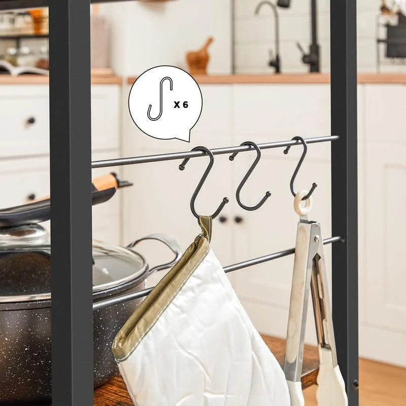 Rustic Brown and Black Metal Bakers Rack K197243