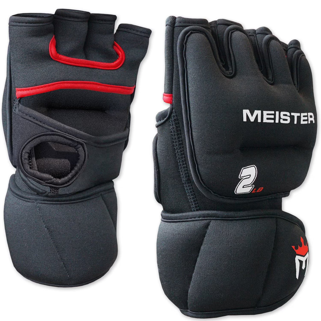 2 Pound Neoprene Weighted Gloves (Pair) - 2lb x 2 - Black/Red Q180