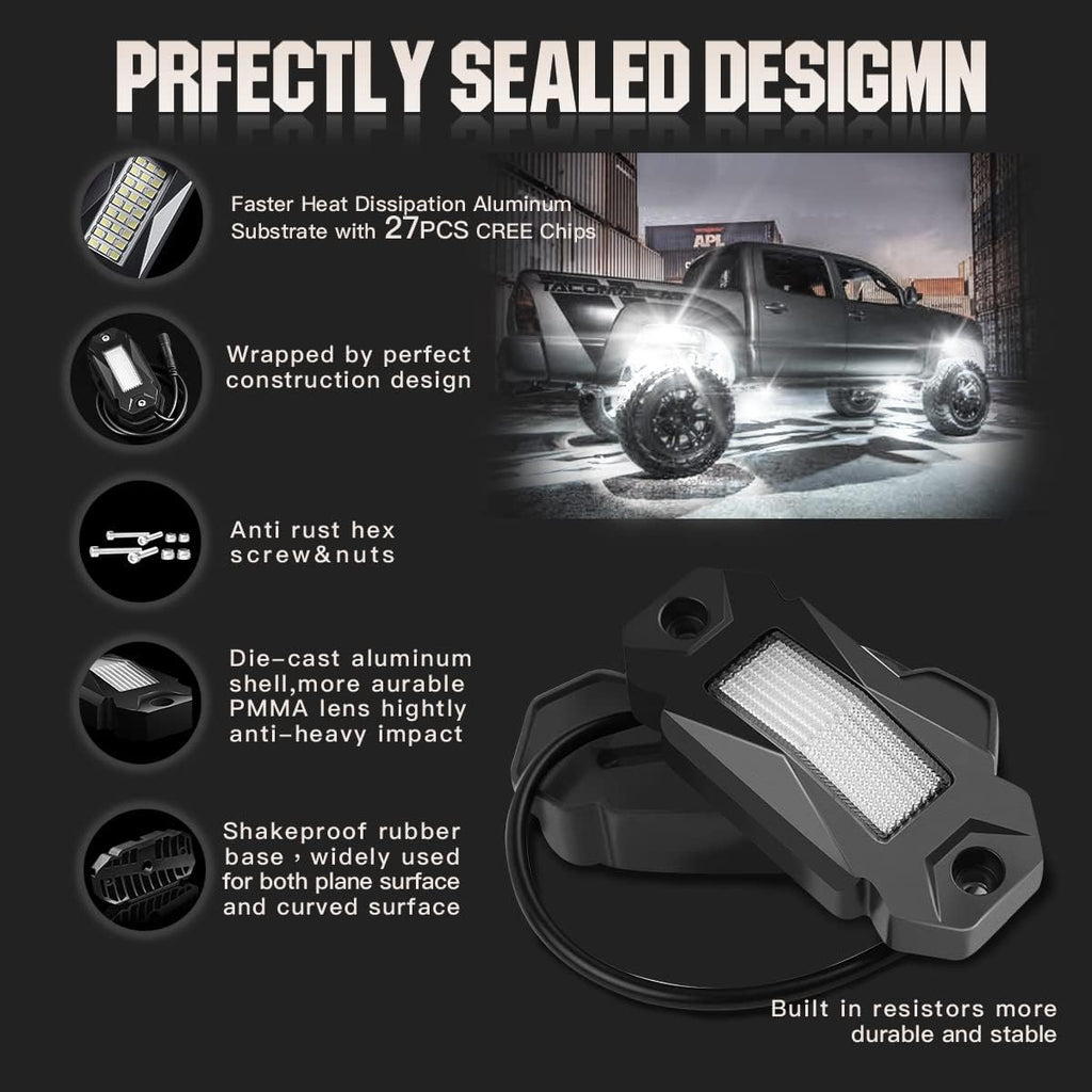 White LED Rock Lights 12PCS Underbody Lights M851