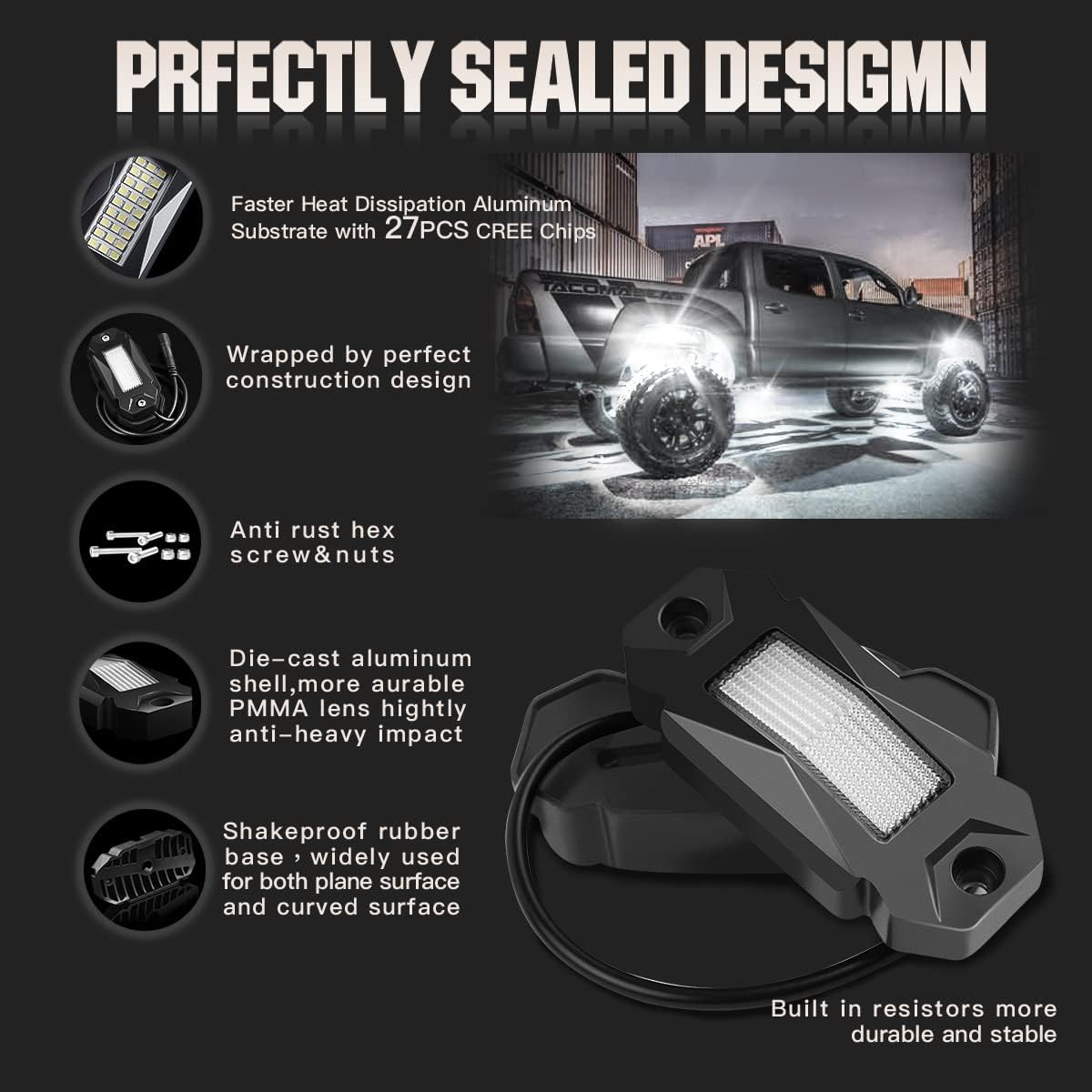 White LED Rock Lights 12PCS Underbody Lights M851
