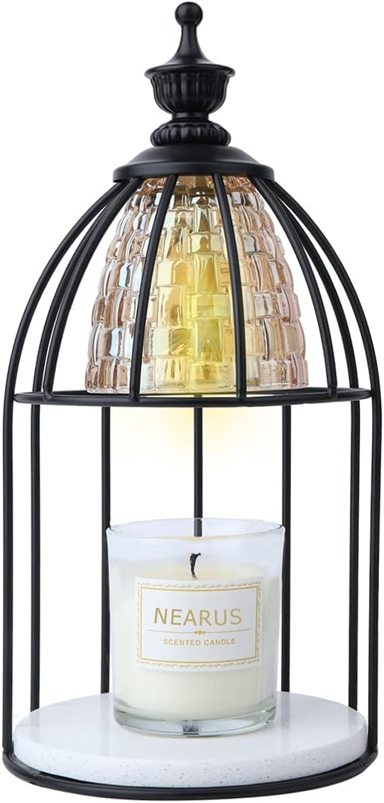 Candle Warmer Lamp with Marble Base and 2 Bulbs (Black) W3962