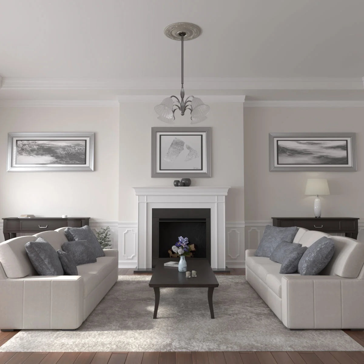 24 1/4"OD x 2"P Hand-Painted Pearl White Ceiling Medallion A700389