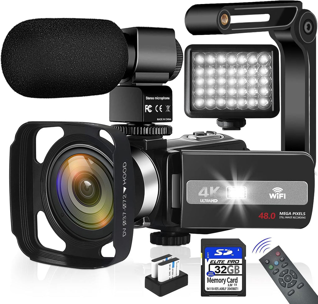4K 60FPS Autofocus Digital Camera with WiFi, 32GB SD Card, 2 Batteries J349025