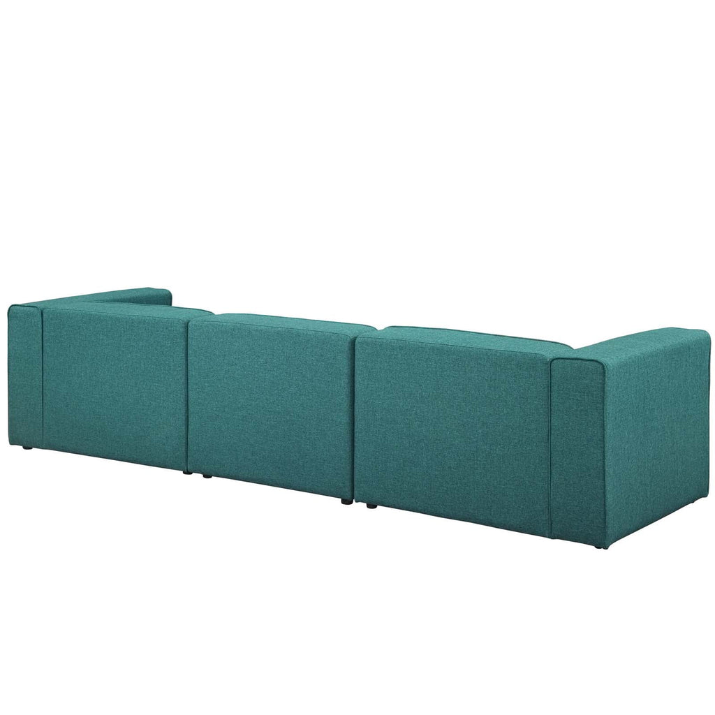 Teal 3 Piece Upholstered Fabric Sectional Sofa Set Z14264
