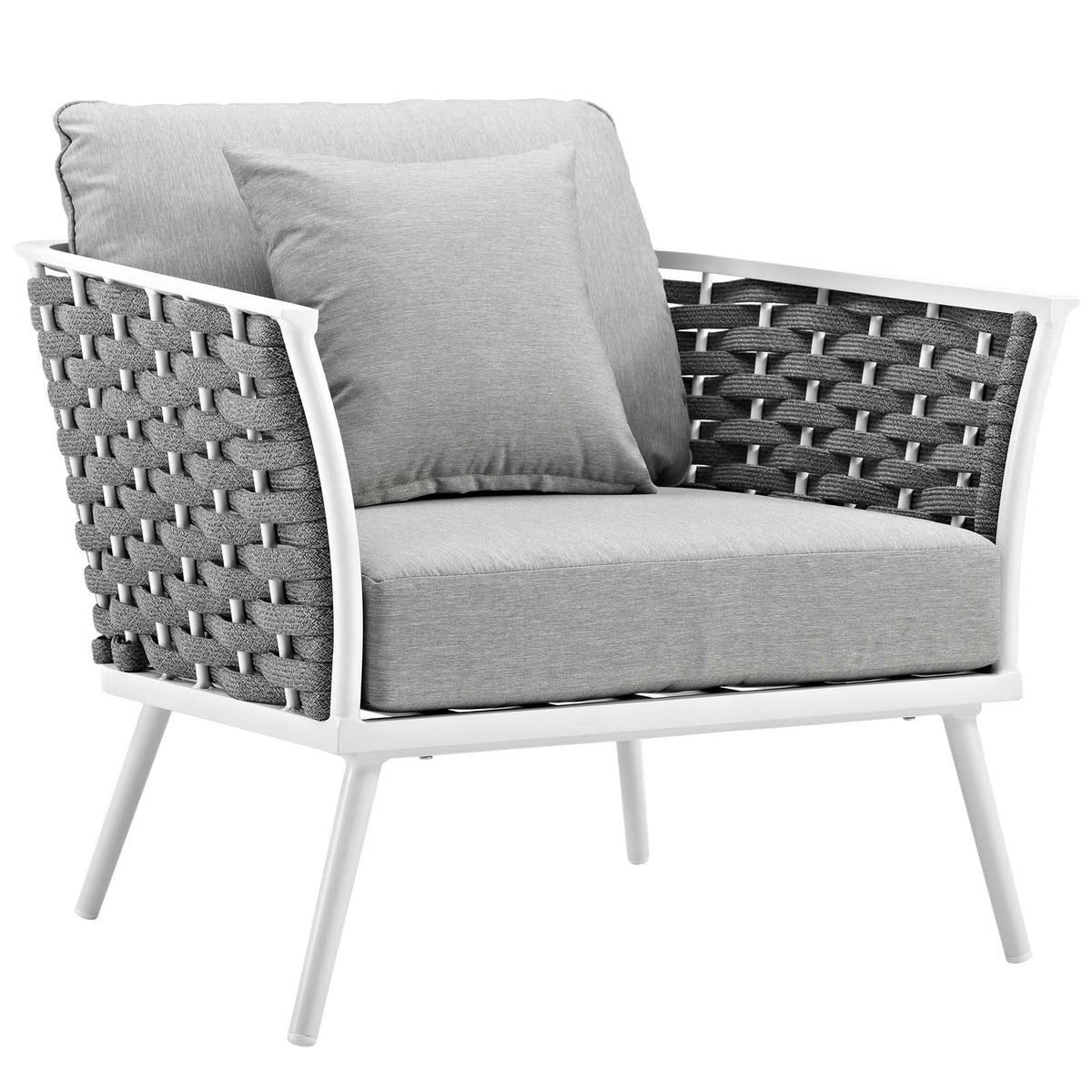 White Gray 6 Piece Aluminum Patio Sectional Sofa Set G90038