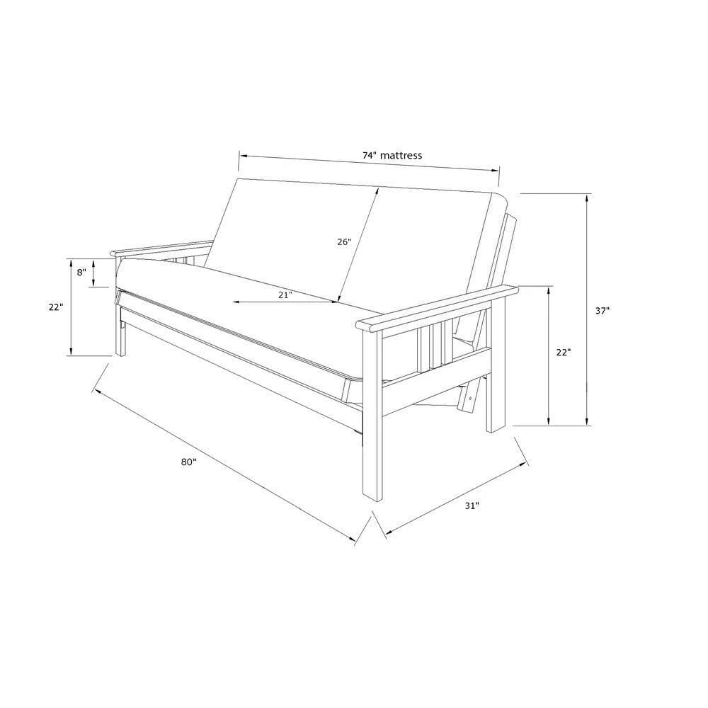 Espresso Full-Size Wood Storage Futon with Mattress W118