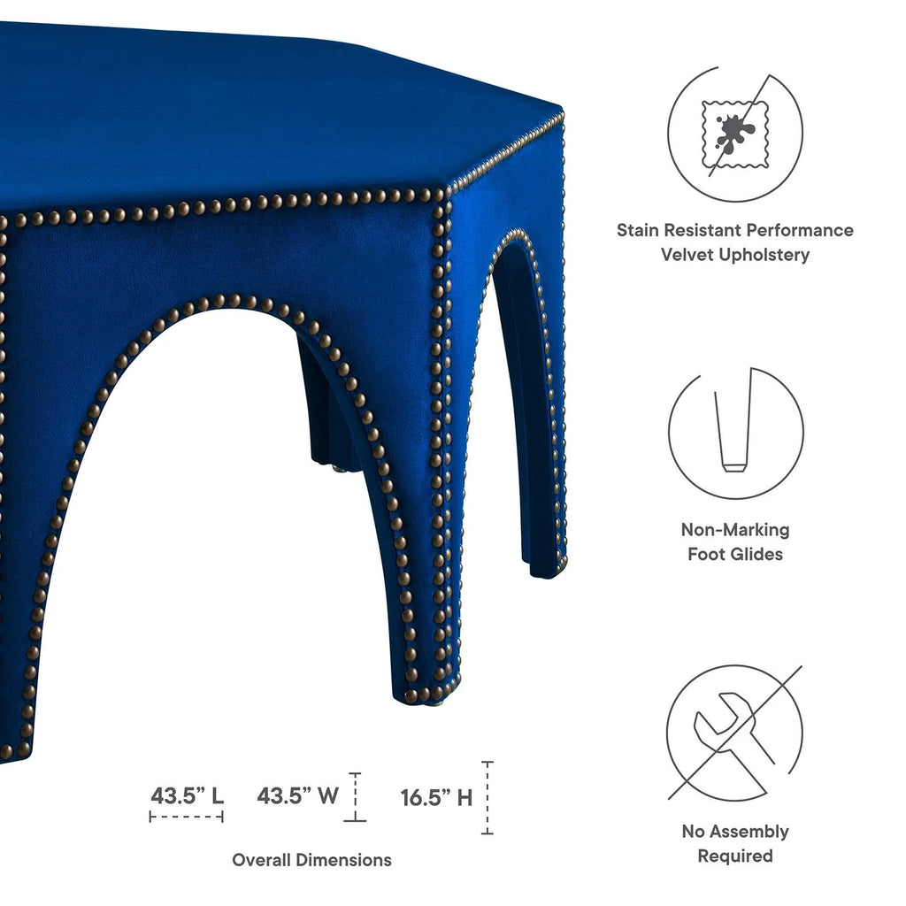 Blue Navy Velvet Ottoman Accent Chair X8589