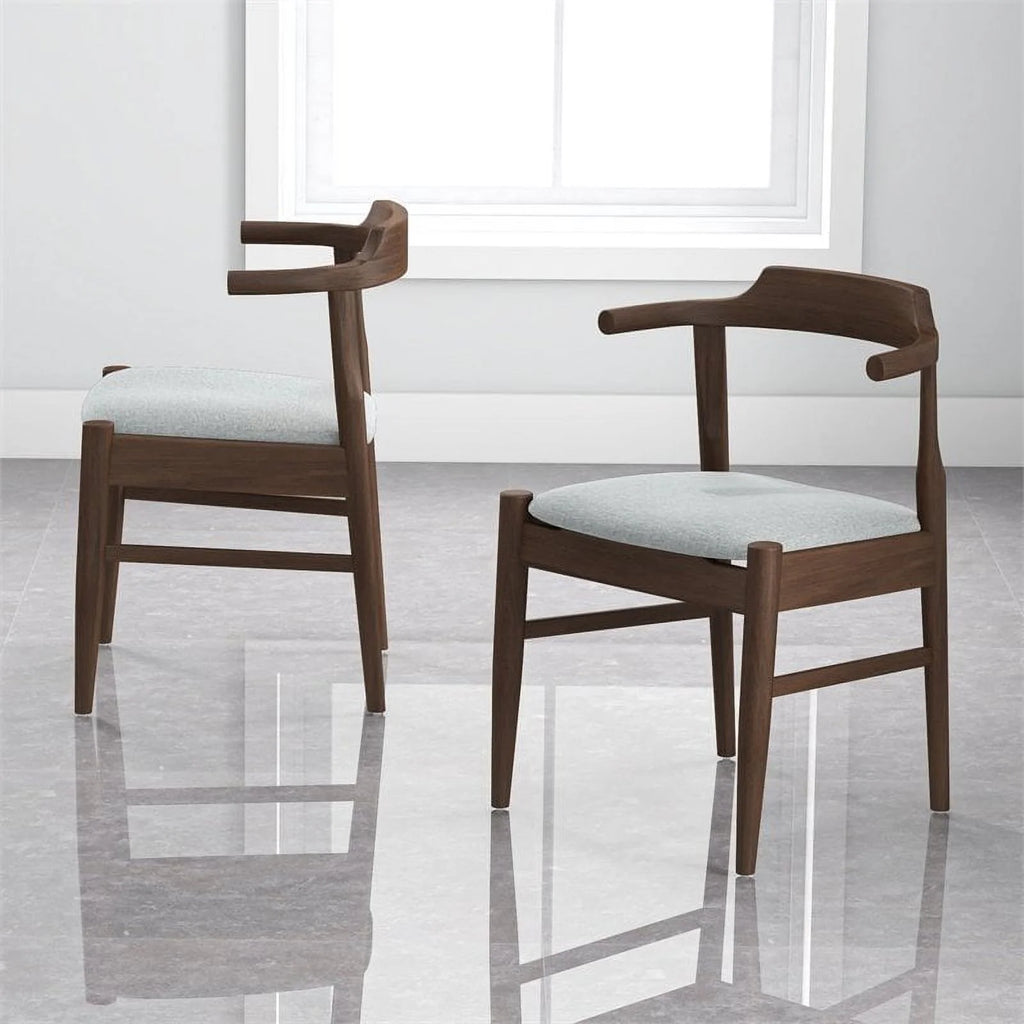 Mid-Century Wood/Fabric Dining Chair in Gray (Set of 2) A13908
