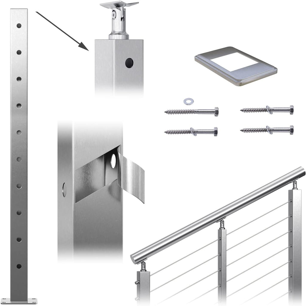 Square Weldless Stainless Steel Cable Railing Corner Post T260051