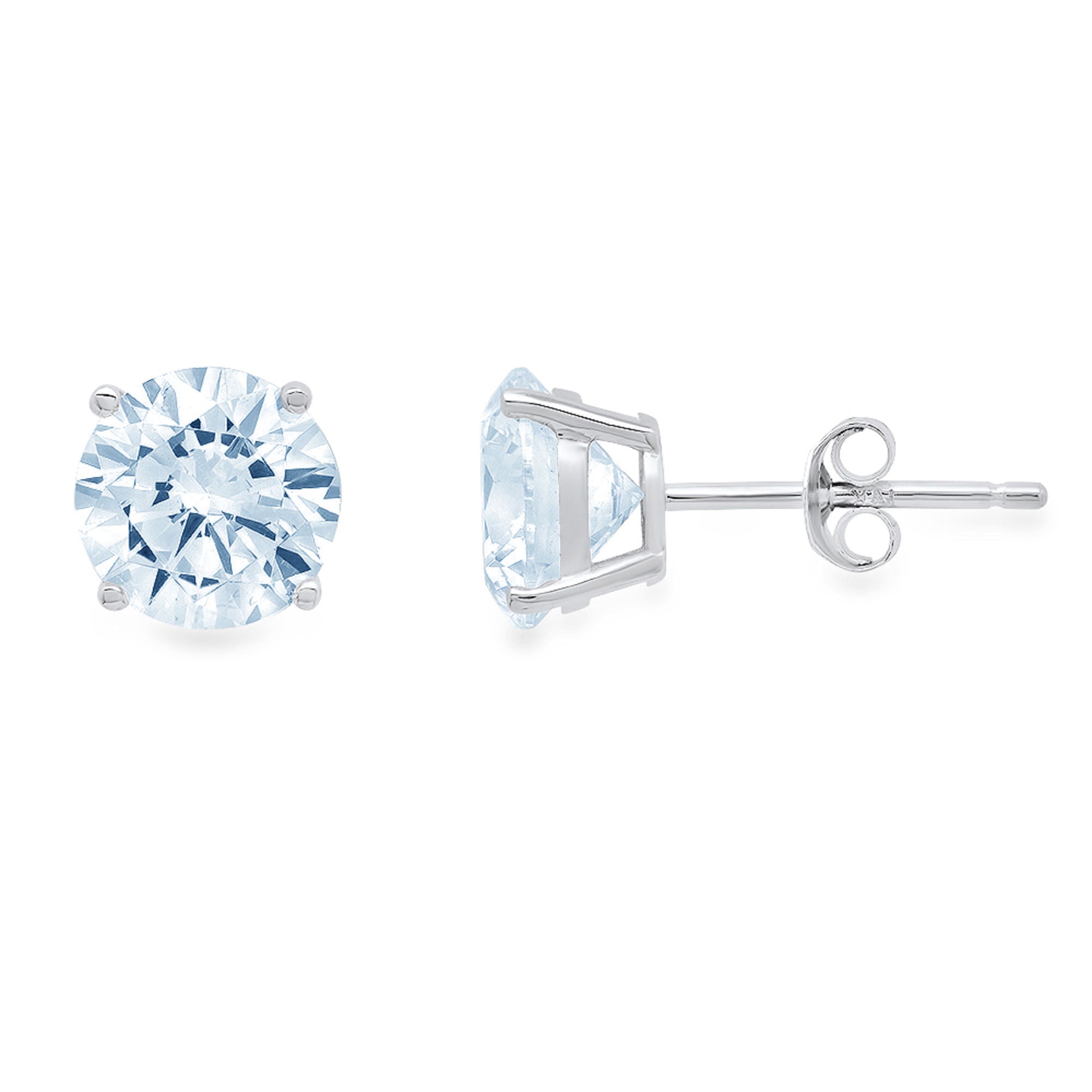 18k White Gold Blue Simulated Diamond Stud Earrings V79141