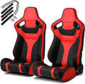 Pair of Red and Black PVC Leather Sport Racing Seats with Sliders X99060