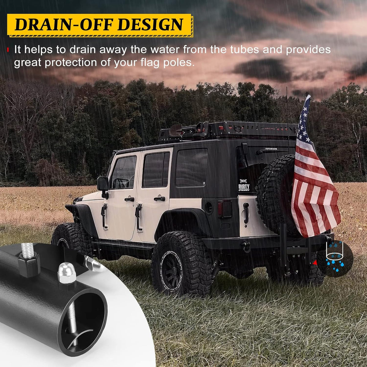 Dual Car Flag Hitch Mount Holder 2 Hitch Receivers All Metal Heavy Duty P240
