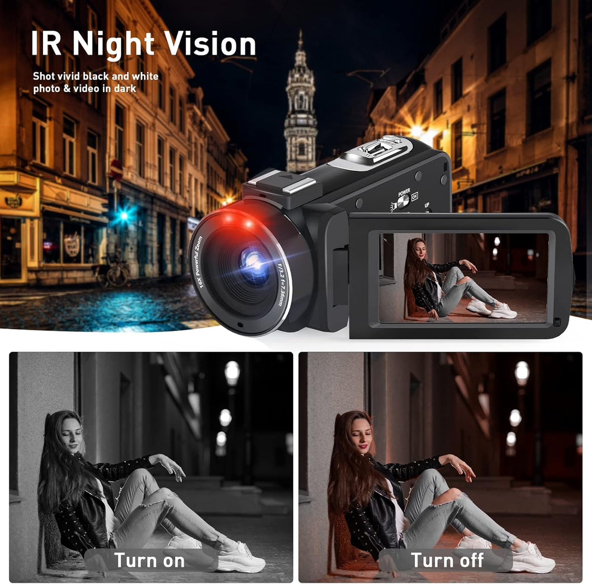 2.7K 30FPS 36MP 16X Vlogging Camera with Flip Screen and Two Batteries B749860