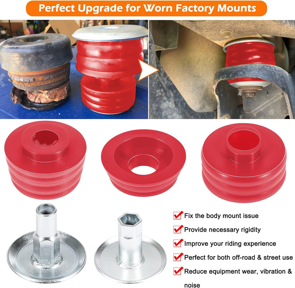 Body Mount Bushing Kit Polyurethane Cab Mounts with Steel Sleeves and Hardware B15163