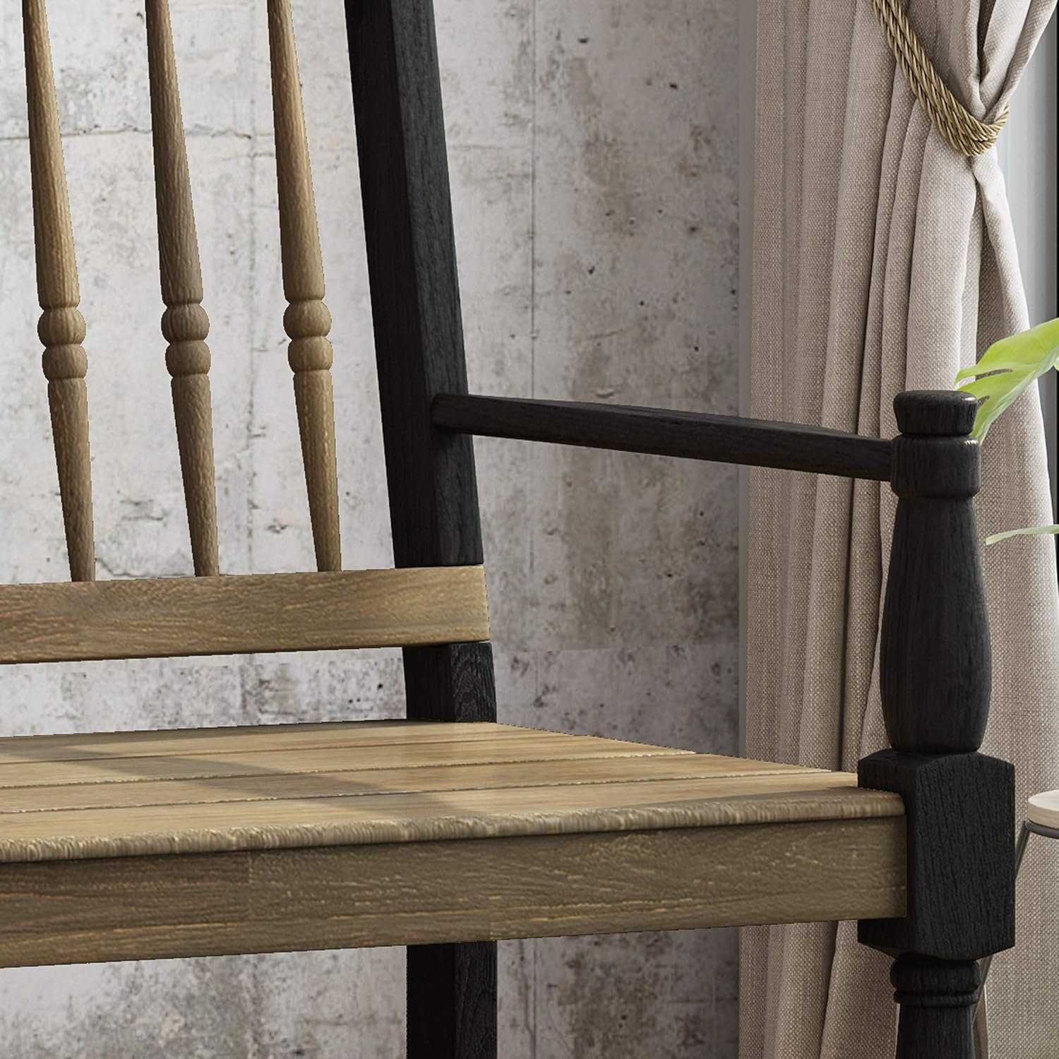 Gray and Black Acacia Wood Bench with Shelf N47239