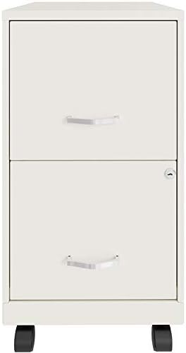 White 2 Drawer Metal Mobile File Cabinet with Lock U3181
